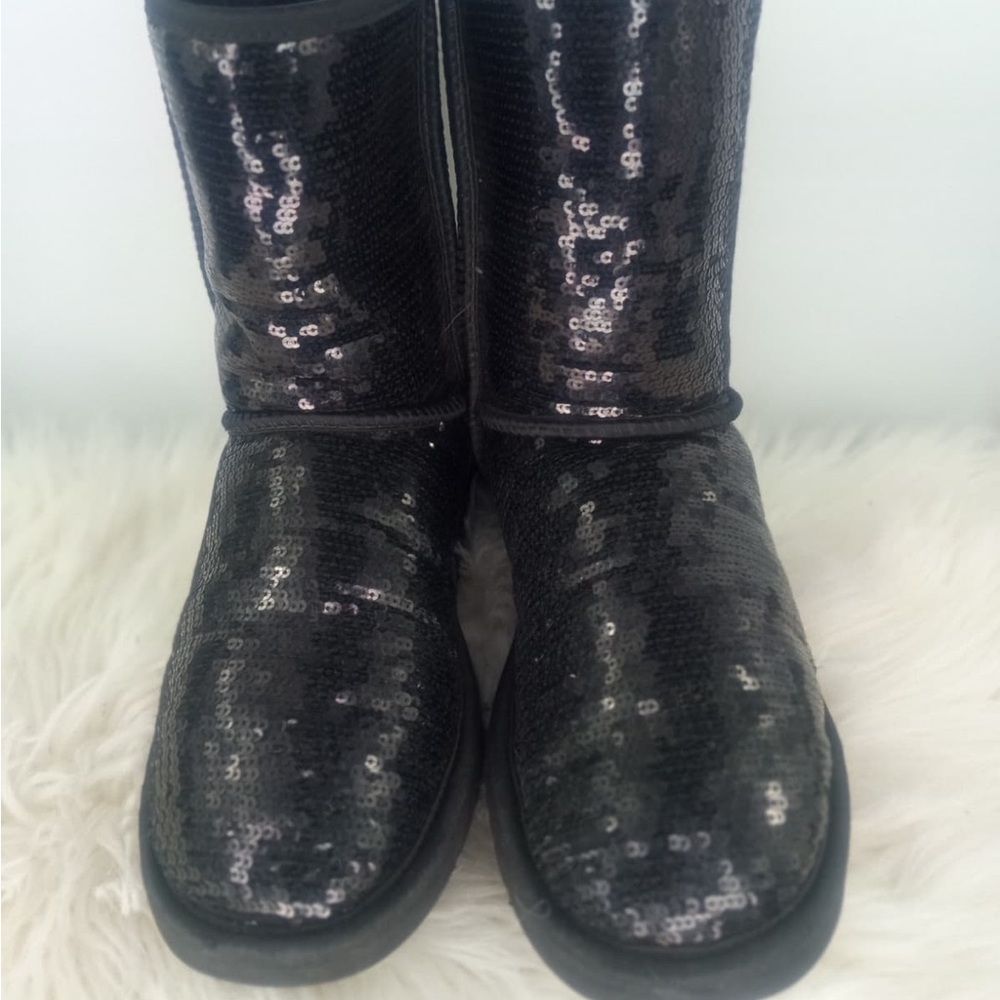 UGG Black and Silver Sequin Women's Boots - Picture 4 of 7